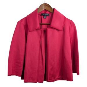 St. John Blazer Jacket 4 Red Pink Open Front Boxy Cropped Quiet Luxury Modern